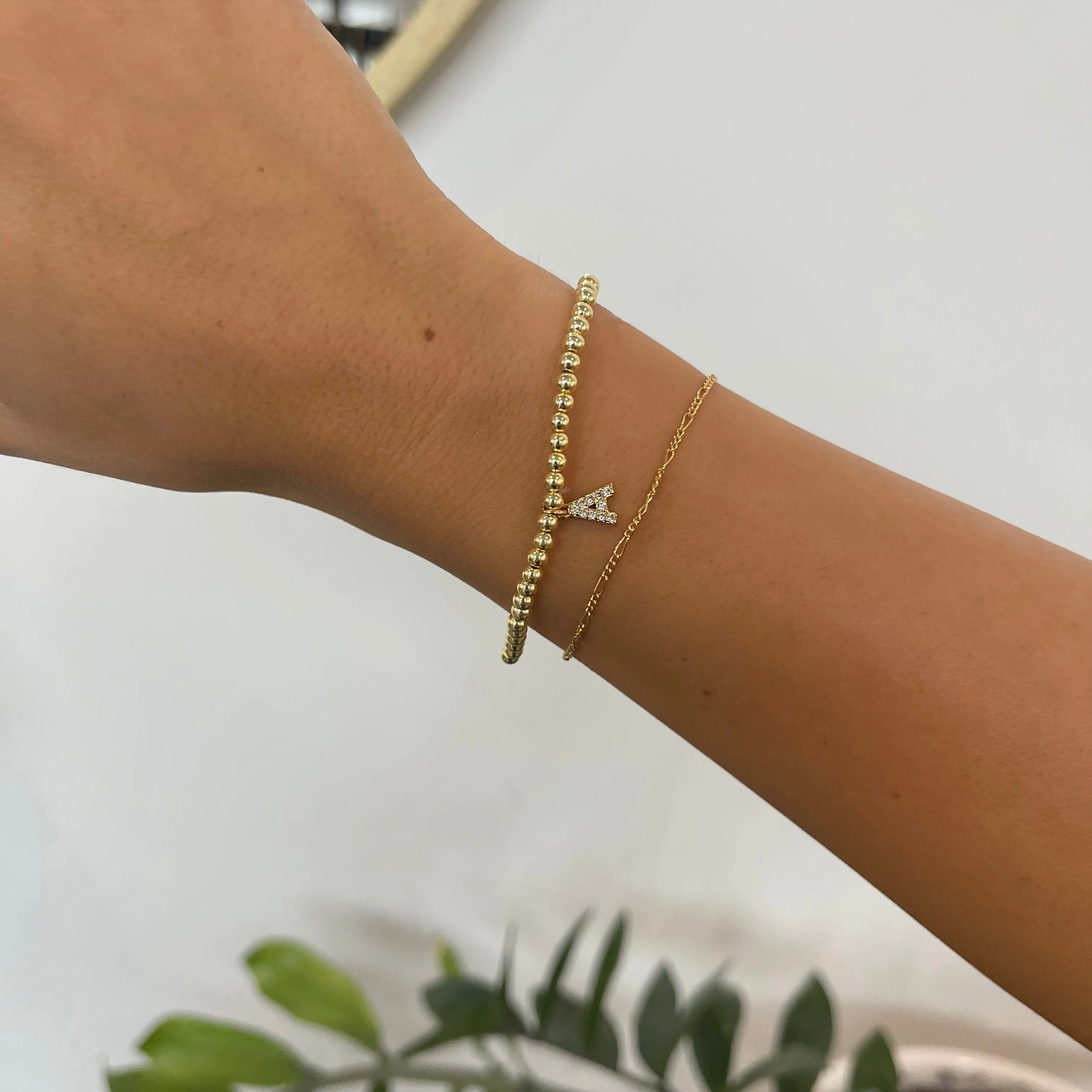 Shimmering Initial Gold Ball Bracelet