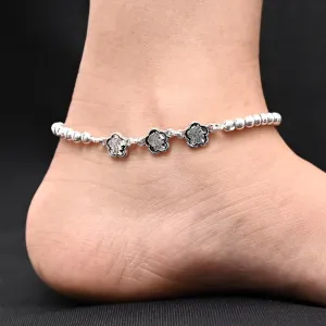 Silver Beads Girls Anklets