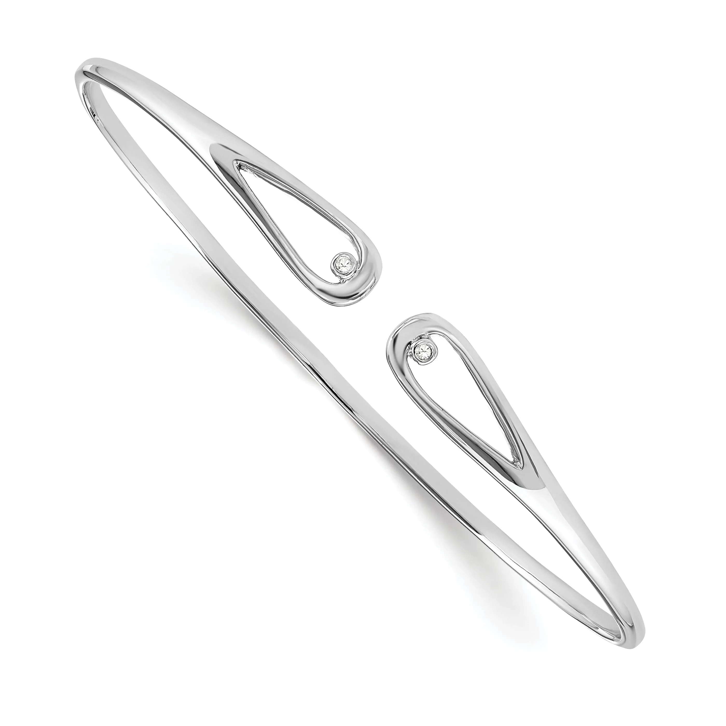 Silver Diamond White Ice Bangle Bracelet