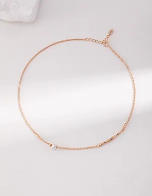 Simple Chain Natural Pearl Pendant Necklace