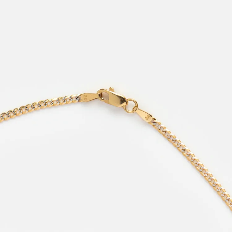 Solid Gold Mixed Metal Curb Chain Necklace