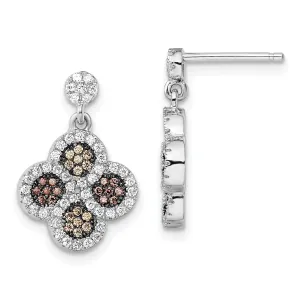 Sterling Silver Cubic Zirconia Flower Earrings