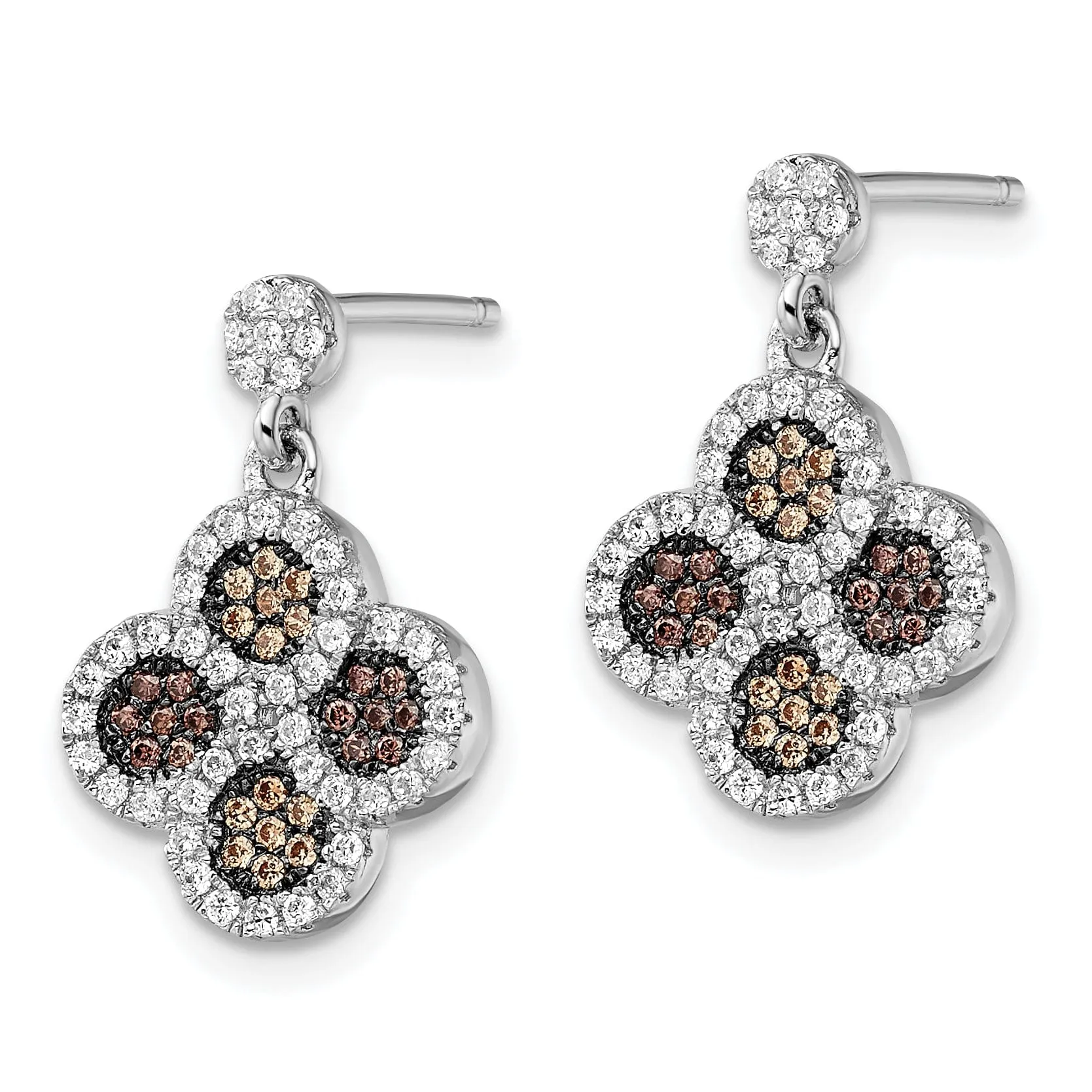 Sterling Silver Cubic Zirconia Flower Earrings