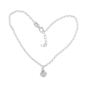 Sterling Silver Sea Shell Charm On 23 2cm Anklet