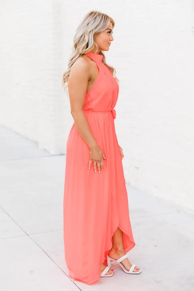 Tell Me About It Bright Coral Maxi Dress FINAL SALE