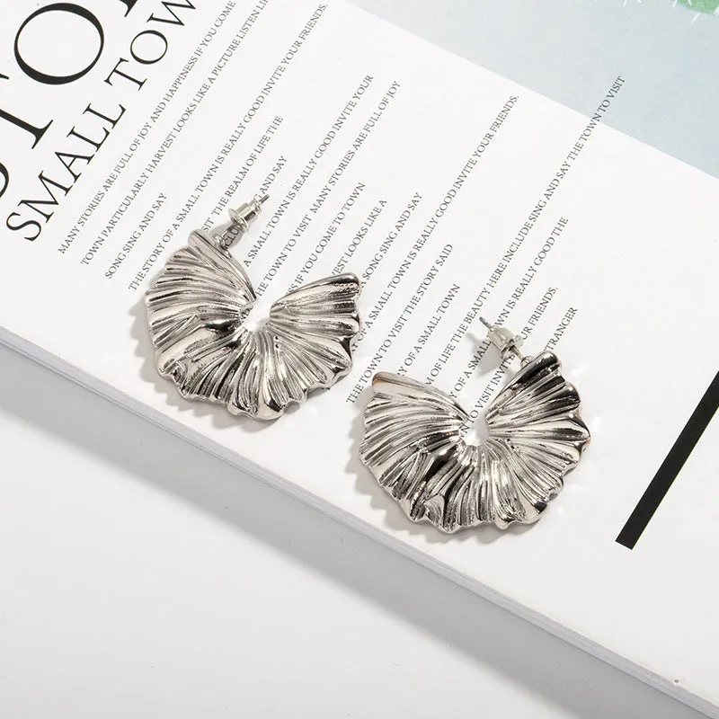 Textured Silver Shell Earrings jlt11569