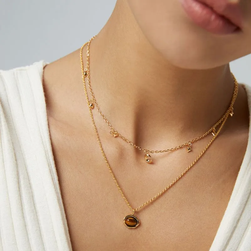 Tiger Eye Necklace in 18k Gold Vermeil