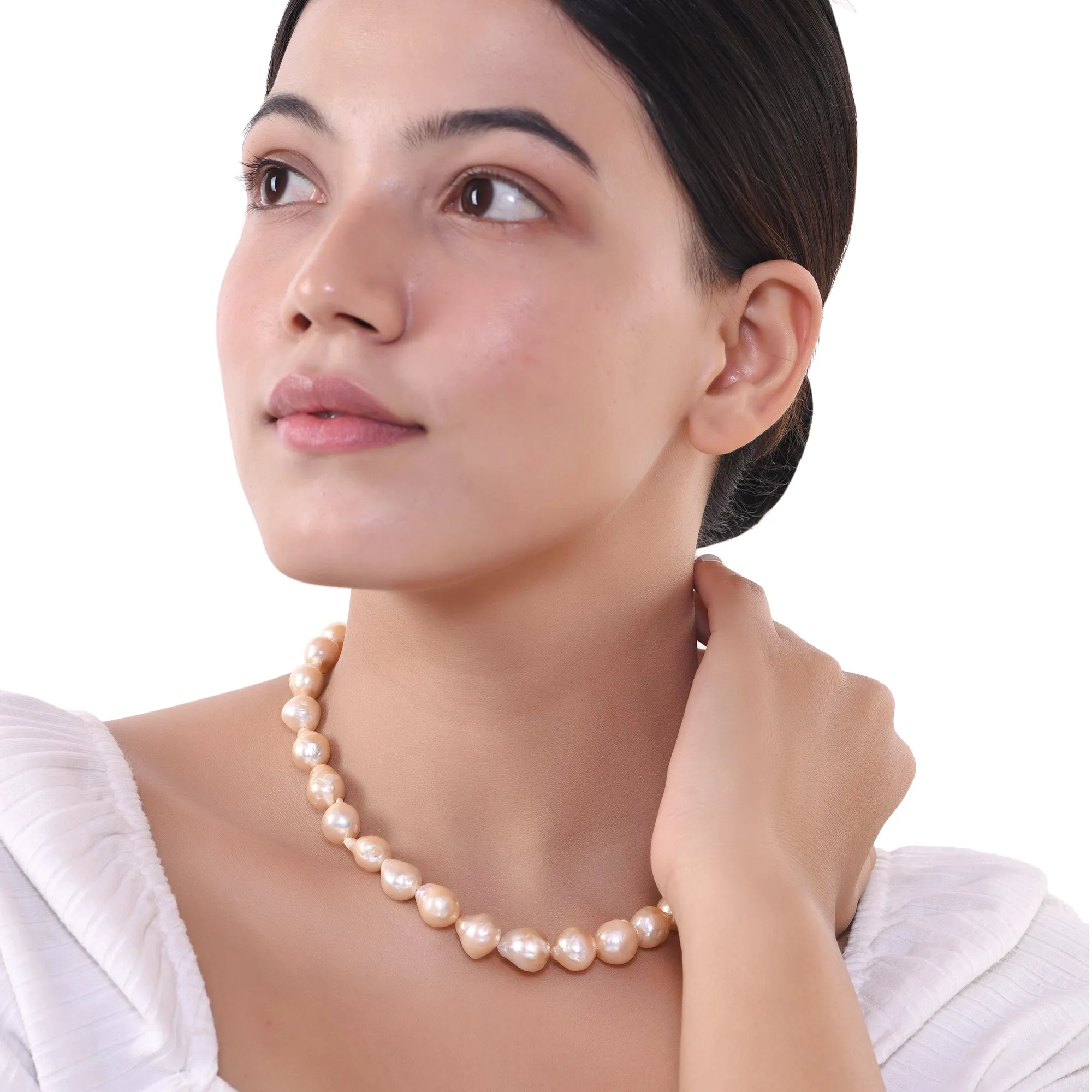 Timeless Natural Pink Baroque Pearl Necklace| 925 Silver - From Purl