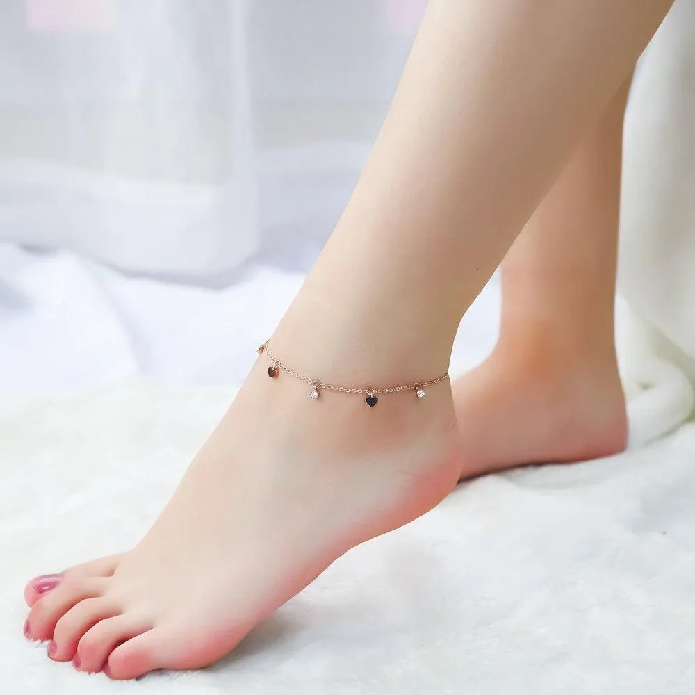 Tiny Heart & Solitaire Anklet