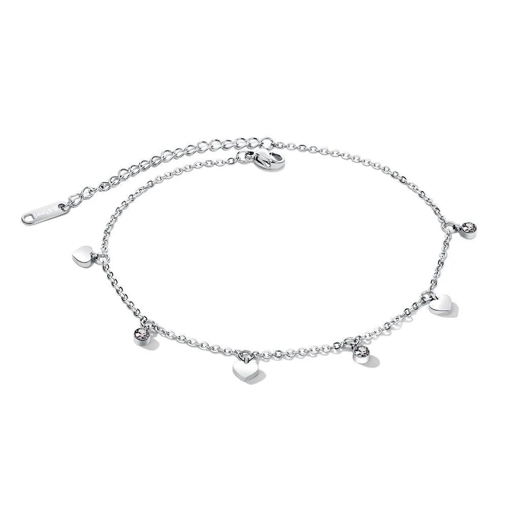 Tiny Heart & Solitaire Anklet