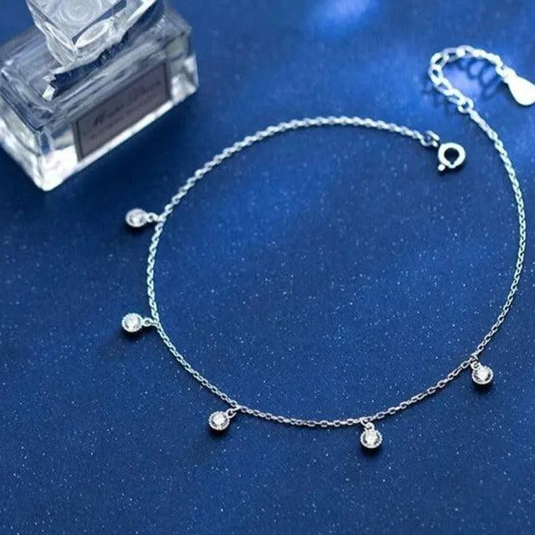 Twinkling Solitaire Minimal Anklet