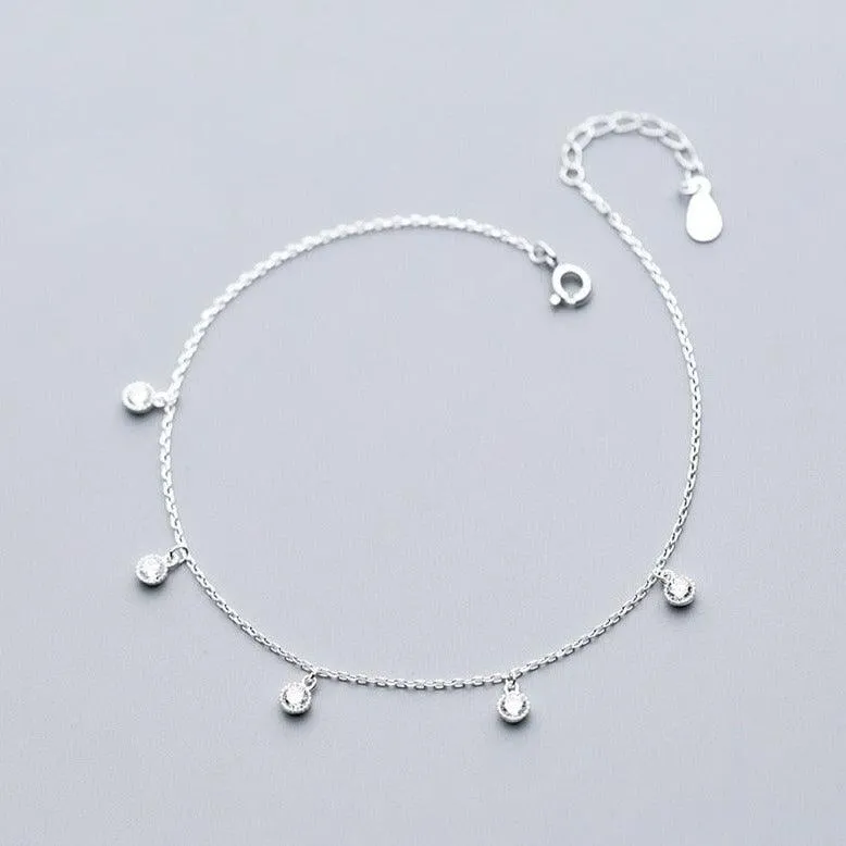 Twinkling Solitaire Minimal Anklet