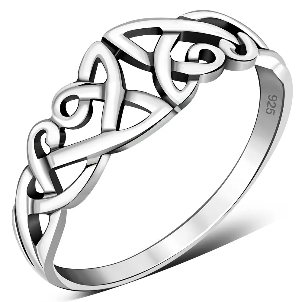 Unique Celtic Trinity knot Design Silver Ring