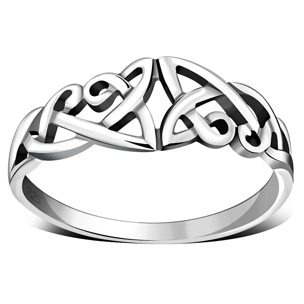 Unique Celtic Trinity knot Design Silver Ring