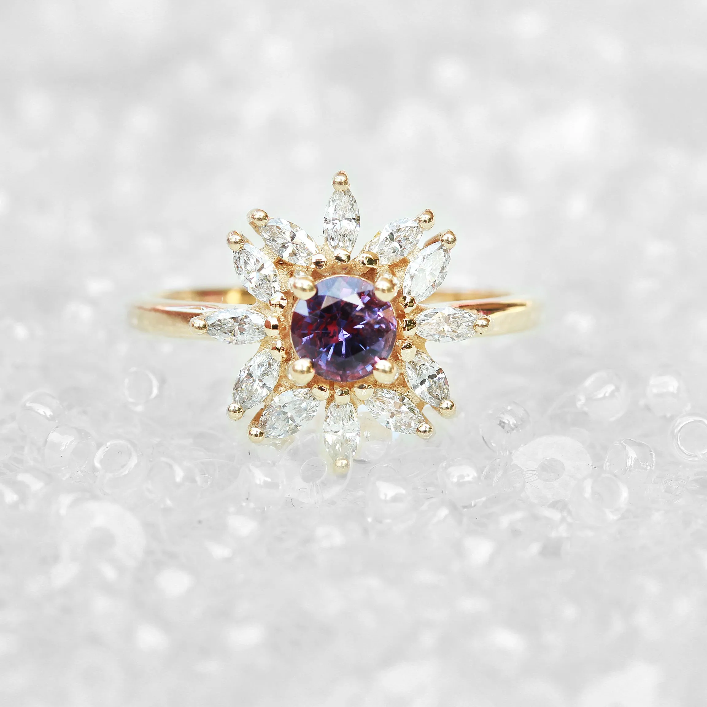 Unique Round lavender sapphire engagement ring, Odyssey