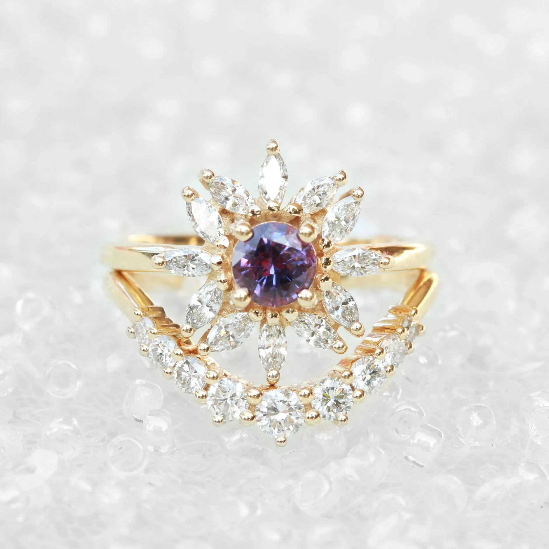 Unique Round lavender sapphire engagement ring, Odyssey