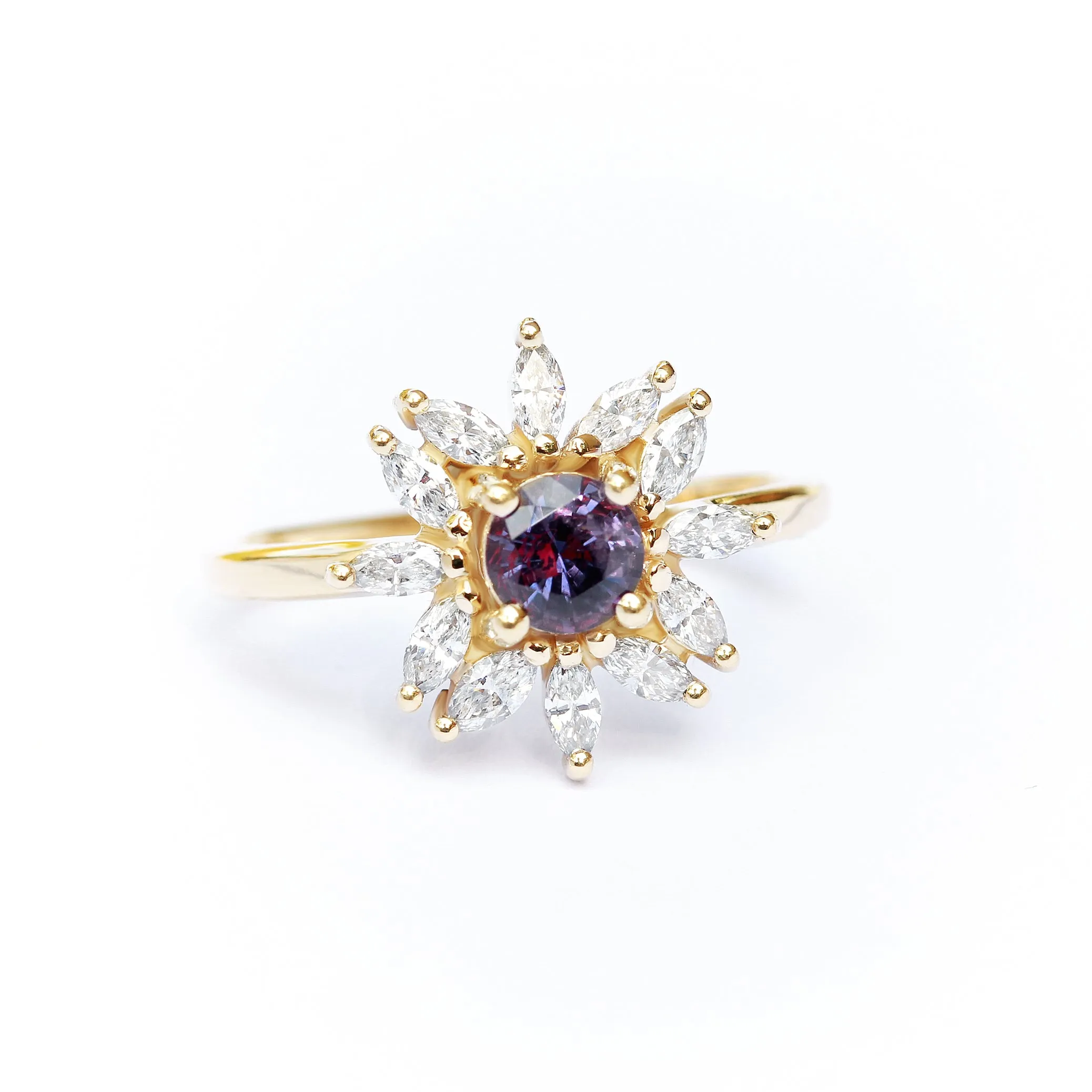 Unique Round lavender sapphire engagement ring, Odyssey