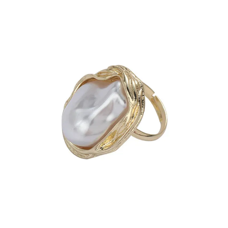 VAIGE Whimsical Irregular Pearl Rings in Elegant White and Soft Pink