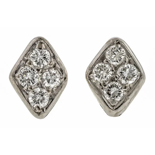 Vintage Diamond Lozenge Stud Earrings