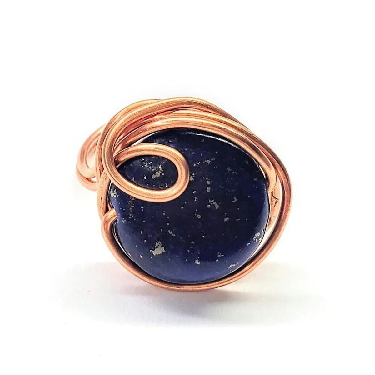 Wire Wrapped Lapis Lazuli Copper Ring