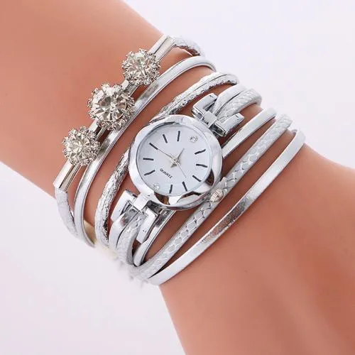 Women Rhinestone Multilayer Quartz Watch Bracelet Sets