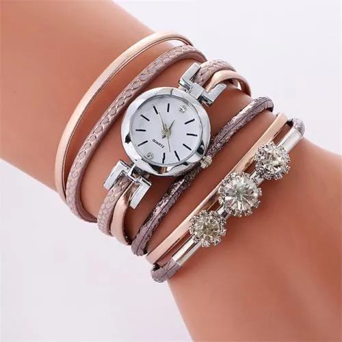 Women Rhinestone Multilayer Quartz Watch Bracelet Sets