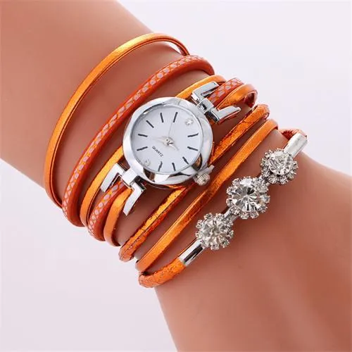 Women Rhinestone Multilayer Quartz Watch Bracelet Sets