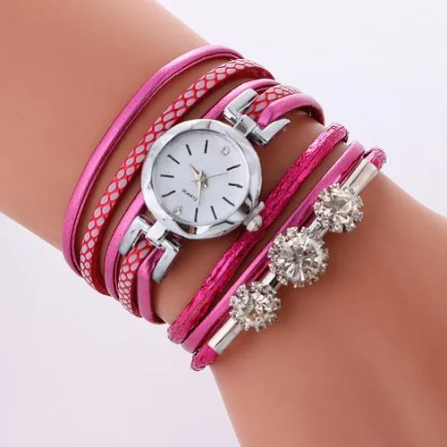 Women Rhinestone Multilayer Quartz Watch Bracelet Sets