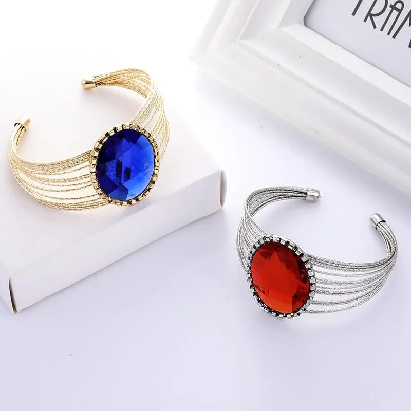 Women Unique Design Wire Multilayer Stone Wide Bangle