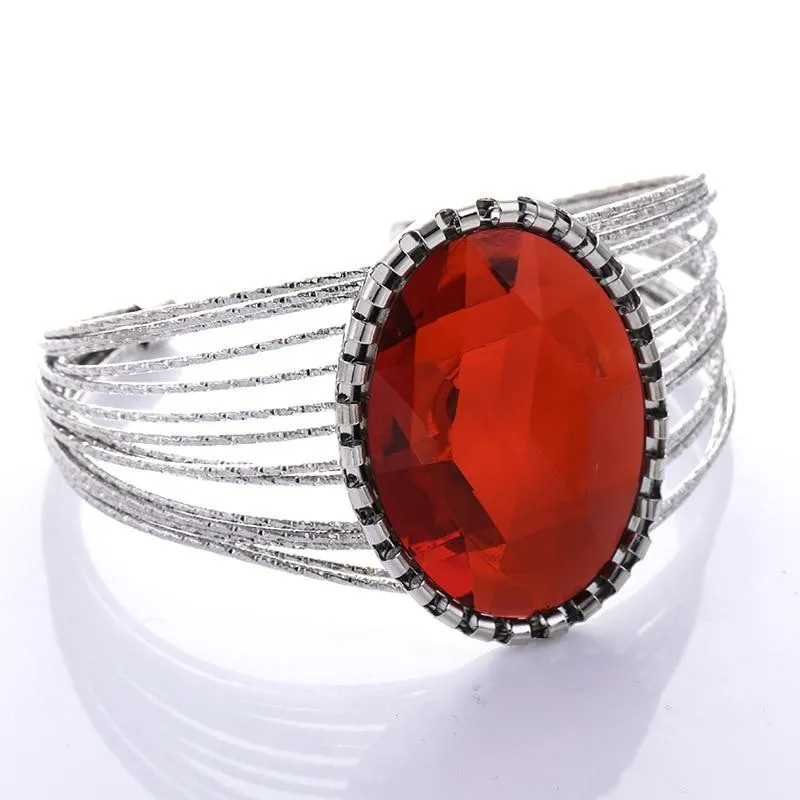 Women Unique Design Wire Multilayer Stone Wide Bangle