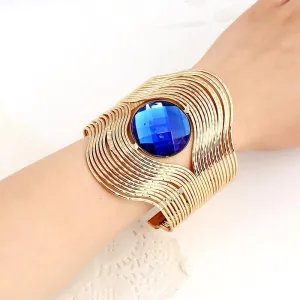 Women Unique Design Wire Multilayer Stone Wide Bangle