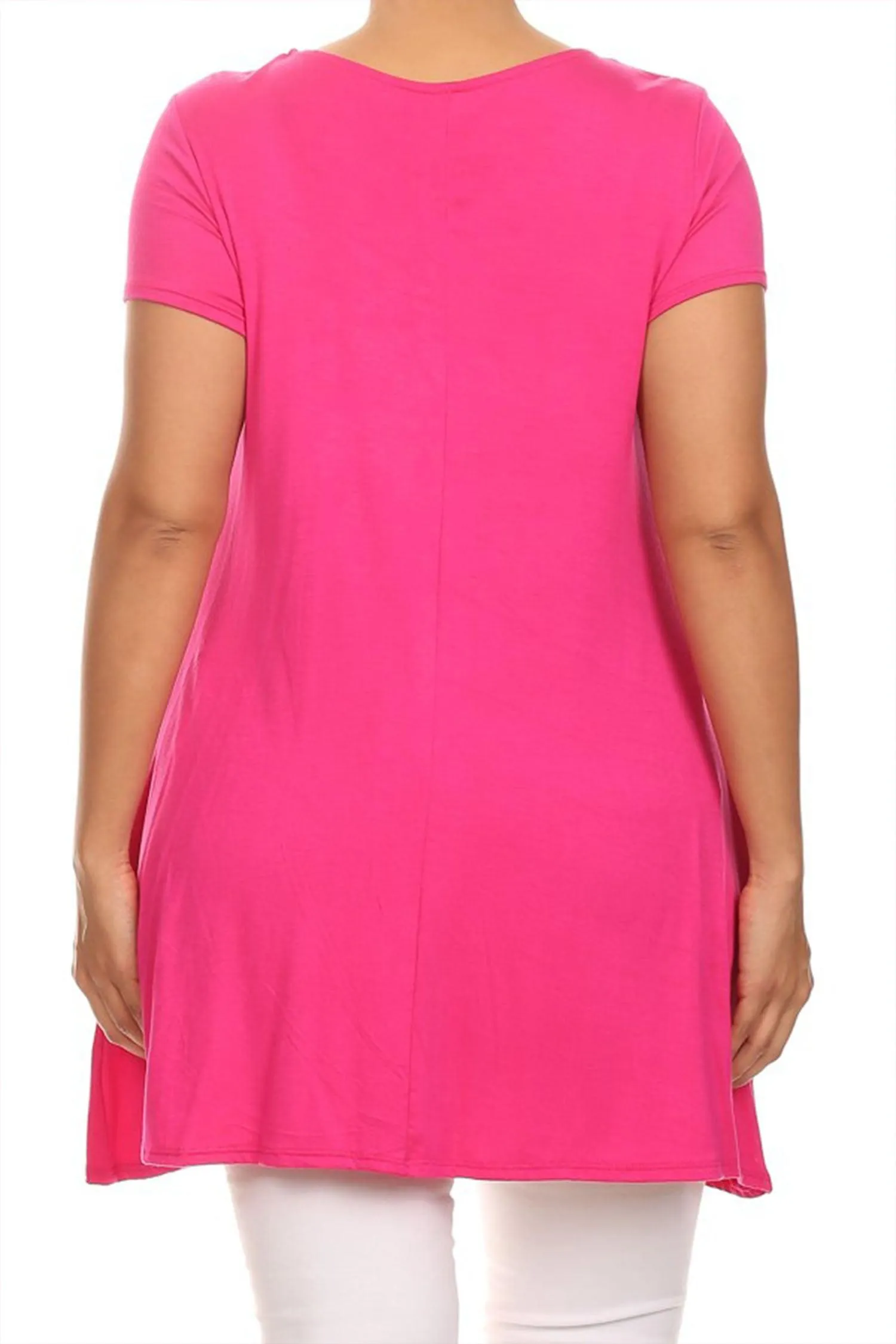 Women's Plus Size Casual Short Sleeve Loose Solid Tunic Top